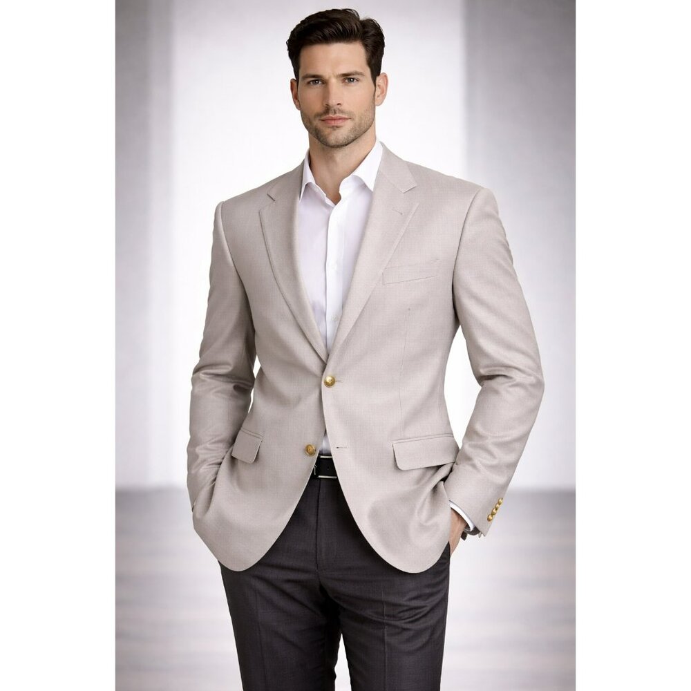 Palm Beach Men’s Sport Coat Blazer 44L Wool Blend Gold Buttons New No Tags